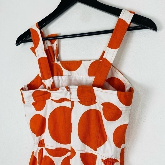 SARA CAMPBELL Ivory Orange Polka Dot Bow Shift Elegant Dress Size 2 - Picture 9 of 12